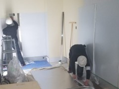 壁面貼り-施工中