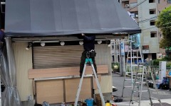 施工中_テント貼替